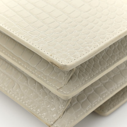 Saint Laurent Calfskin Crocodile Embossed Medium Monogram Sunset Blanc Vintage 13 of 13