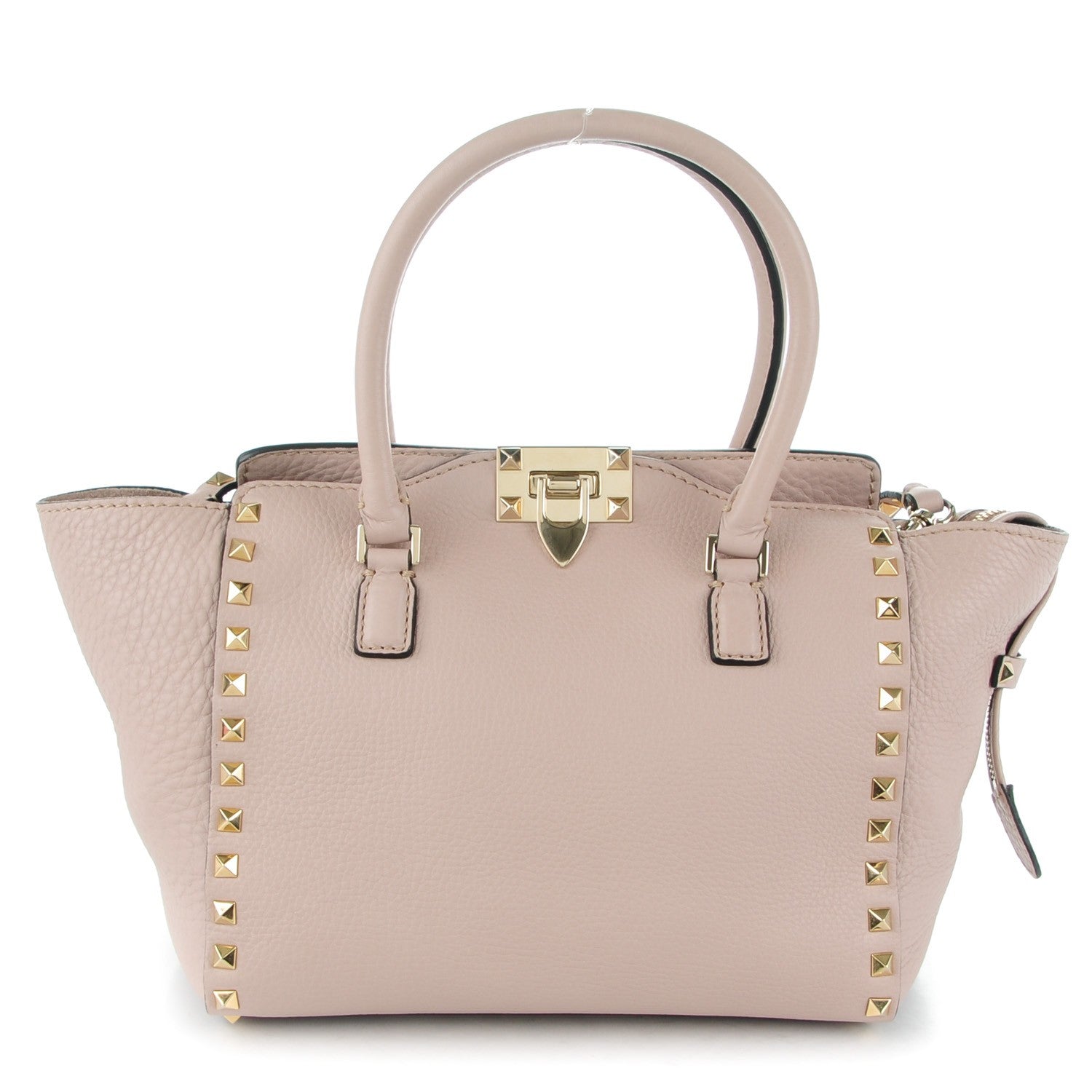 Valentino Garavani Grained Calfskin Small Rockstud Double Handle Tote Poudre 1 of 7