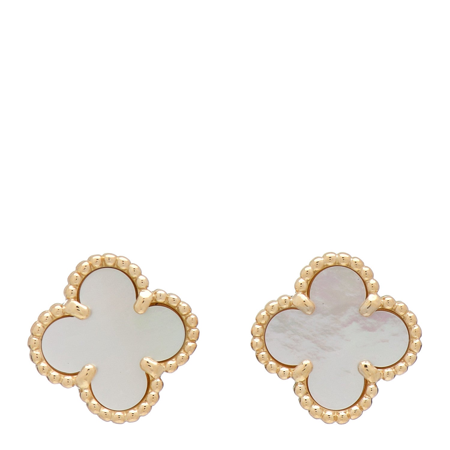 Van Cleef & Arpels 18K Yellow Gold Mother of Pearl Sweet Alhambra Earrings 1 of 5