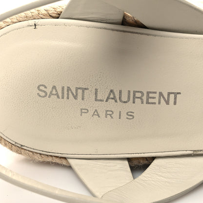 Saint Laurent Calfskin Tribute 95 Platform Espadrille Wedge Sandals 38.5 Porcellana 7 of 11