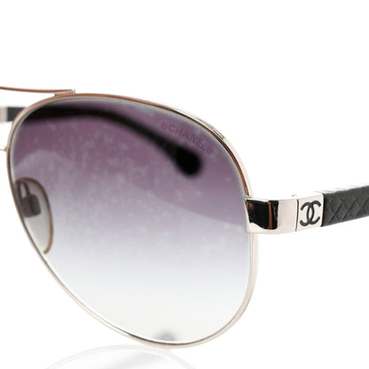 Chanel Lambskin Quilted CC Aviator Sunglasses 4195-Q Black 6 of 8