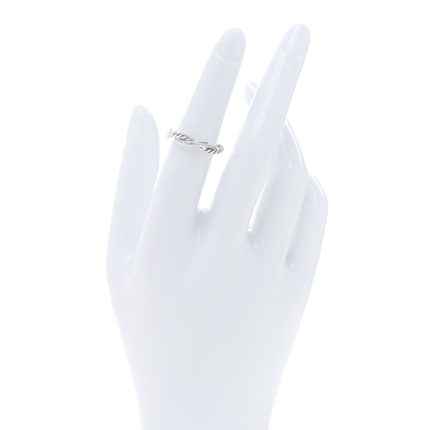 David Yurman Sterling Silver Diamond Petite Infinity Twist Ring 50 5.5 2 of 5