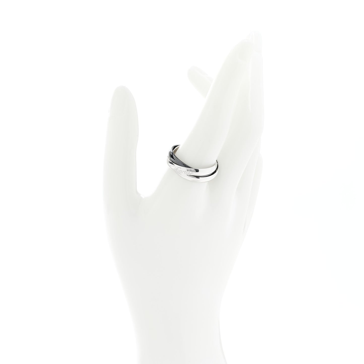 18K White Gold Black Ceramic Trinity Ring 64 10.75