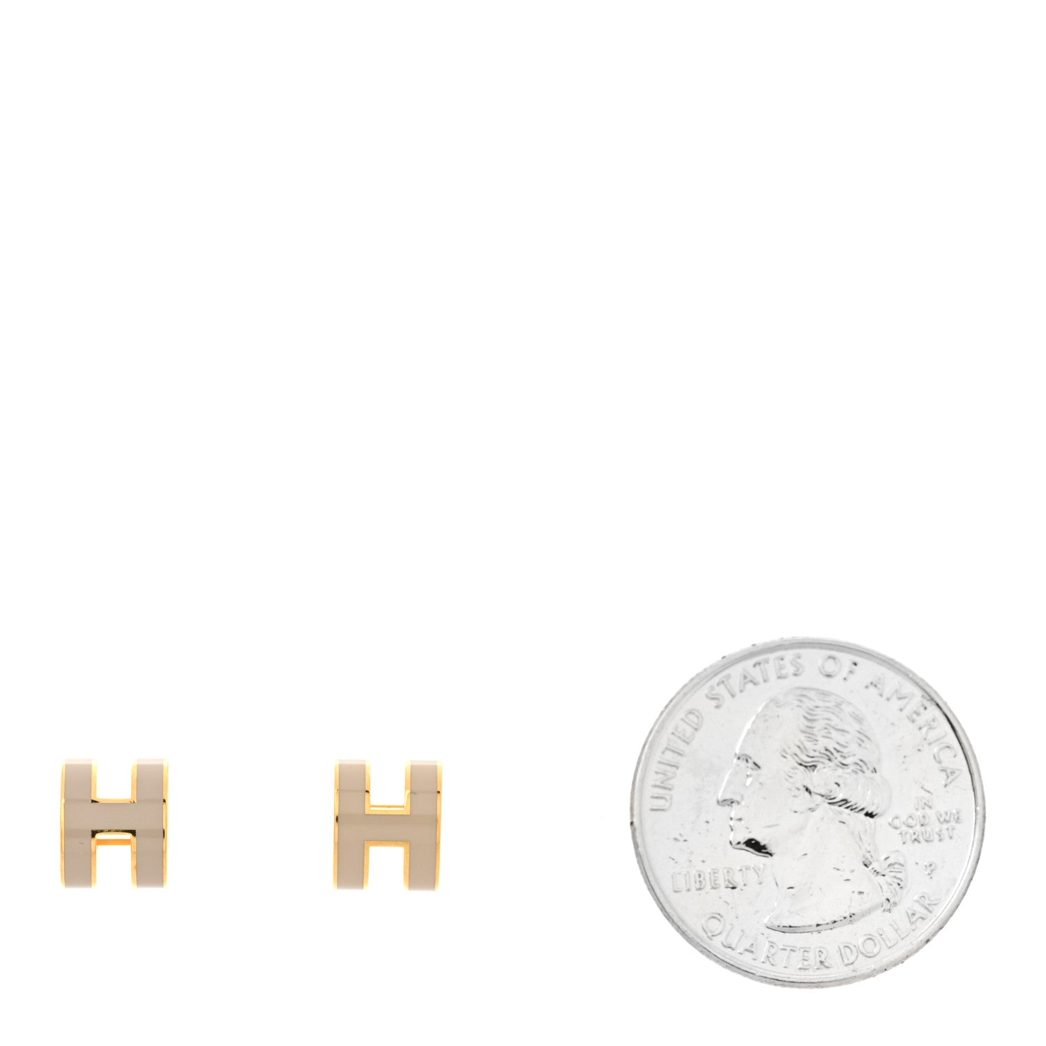 Hermes Gold Lacquered Mini Pop H Earrings Marron Glace 2 of 7