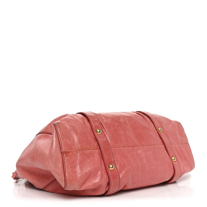 Miu Miu Vitello Lux Gathered Tote Rosa 3 of 9