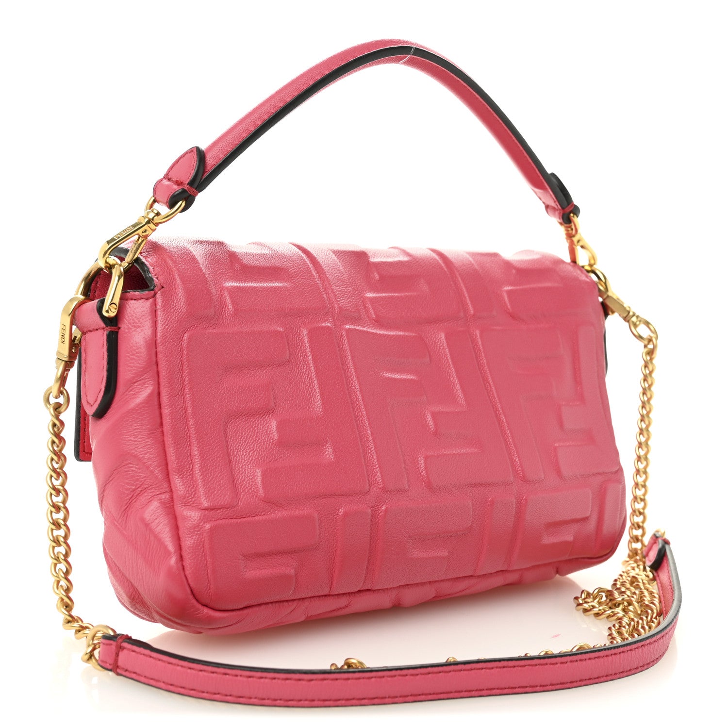 Fendi Nappa FF 1974 Embossed Mini Baguette Lampone 3 of 14