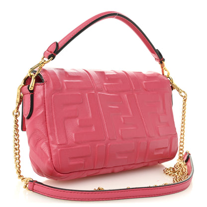 Fendi Nappa FF 1974 Embossed Mini Baguette Lampone 3 of 14