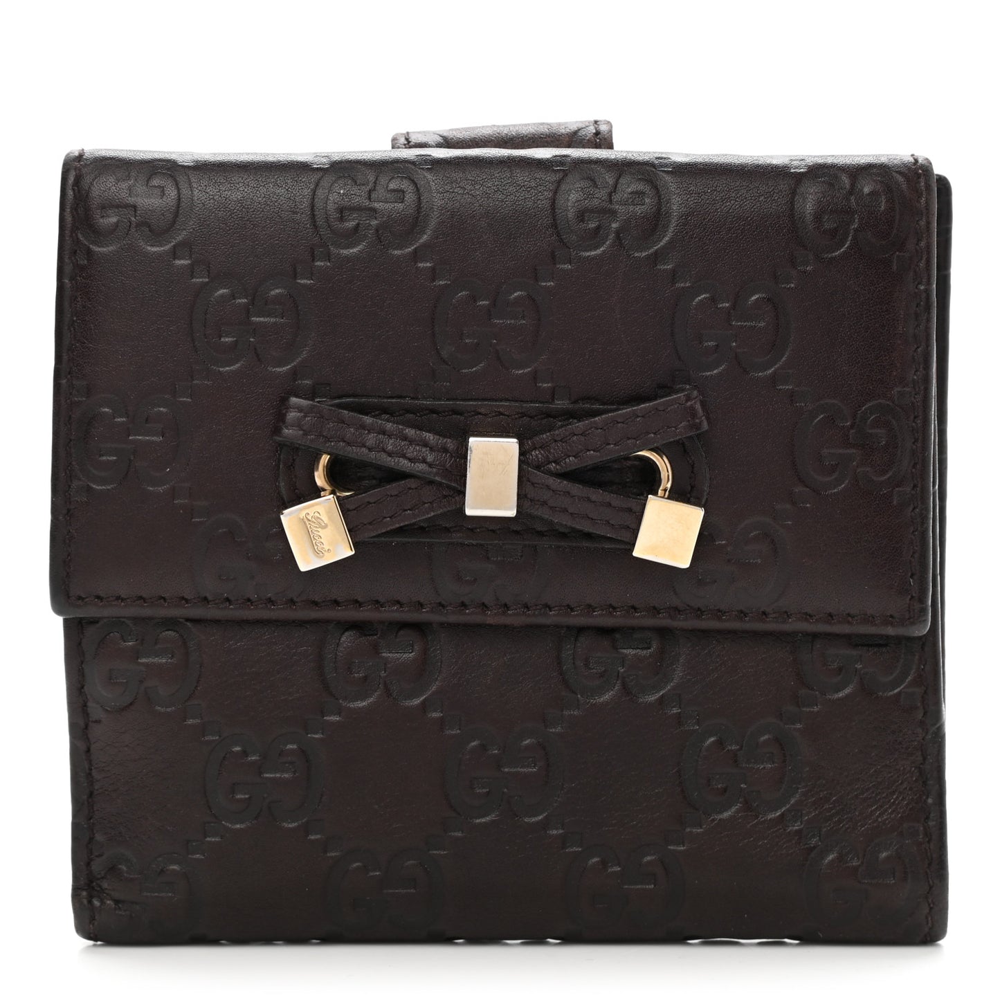 Guccissima Princy French Flap Wallet Chocolate Brown