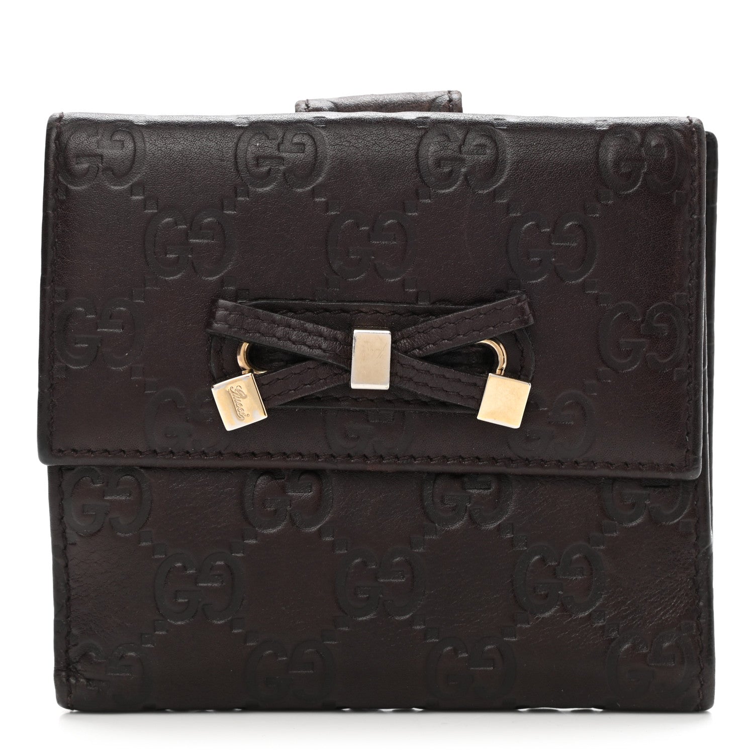Gucci Guccissima Princy French Flap Wallet Chocolate Brown 1 of 9