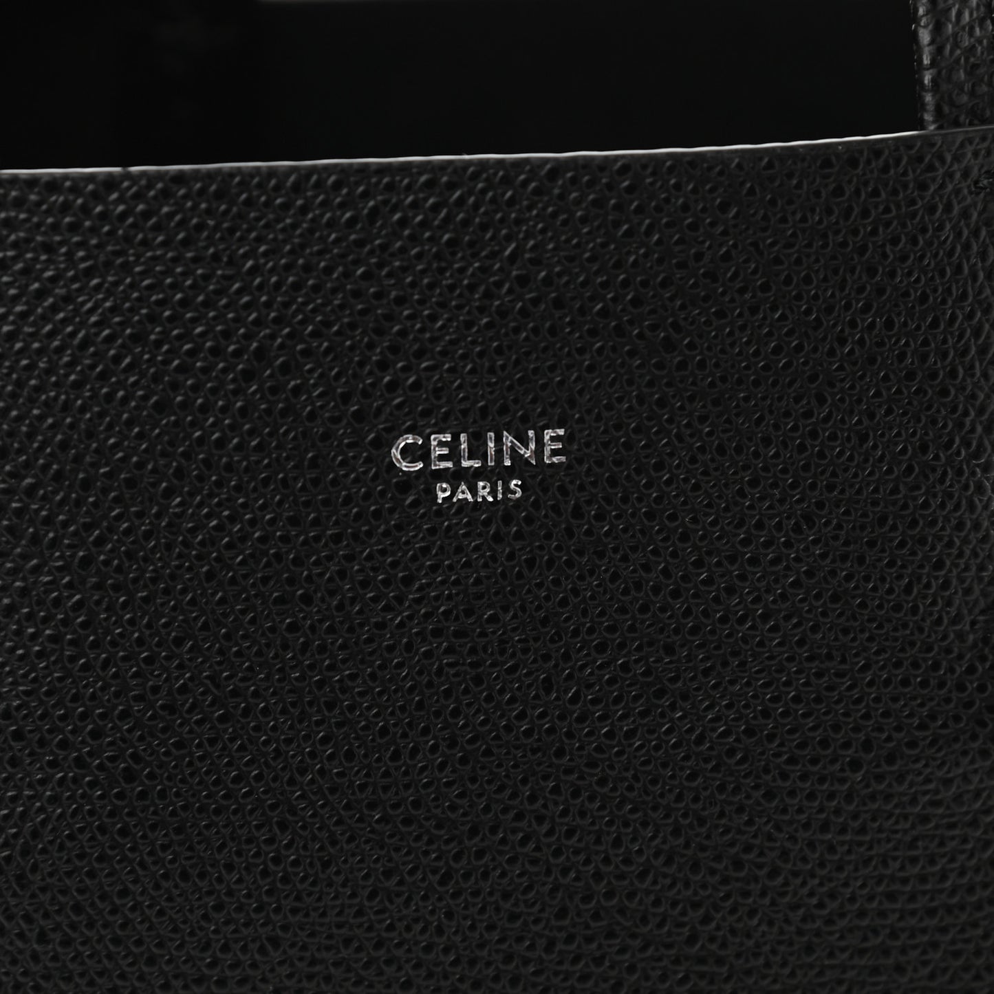 Grained Calfskin Small Vertical Cabas Black