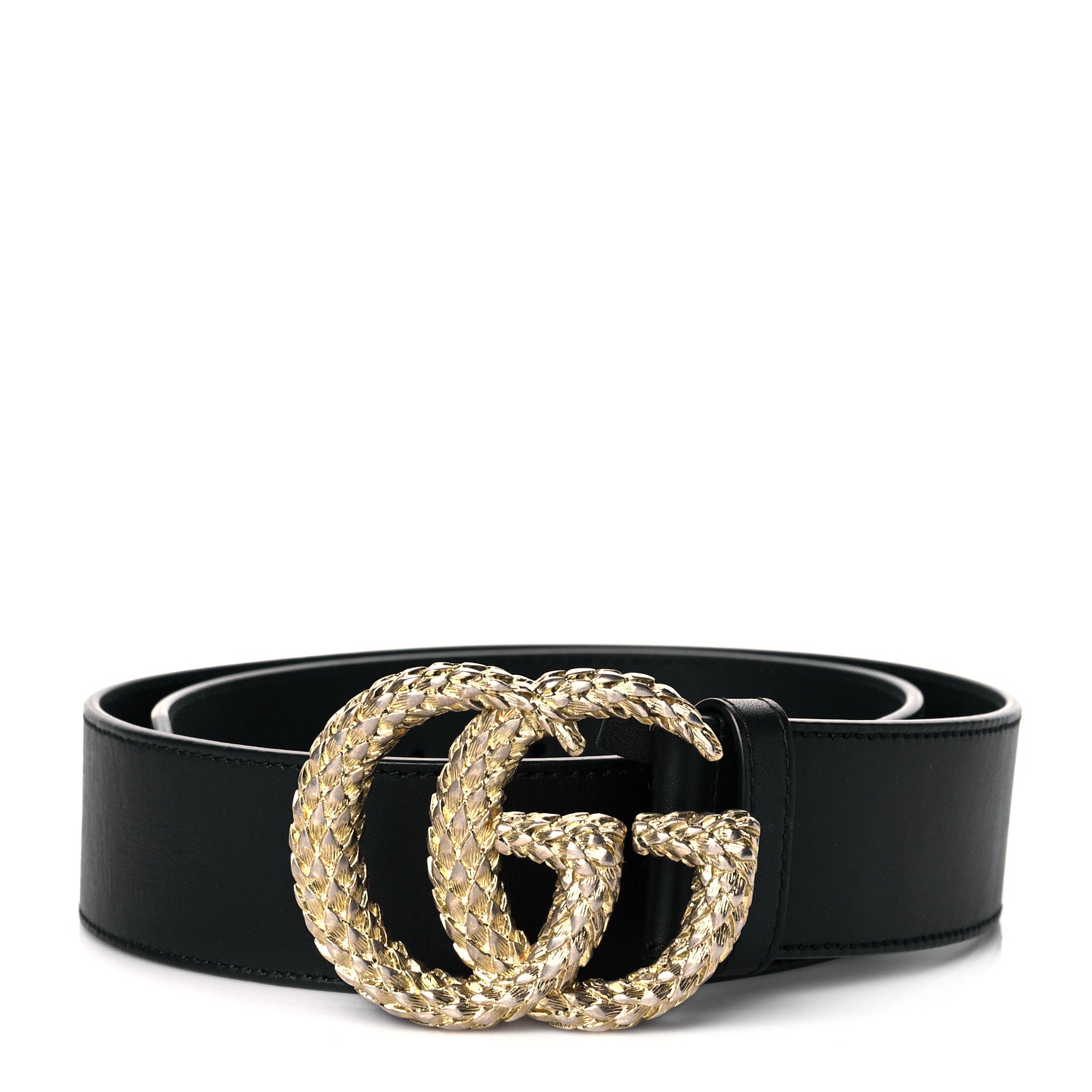 Gucci Moon Calfskin Scales Double G 40mm Belt 80 32 Black 1 of 7