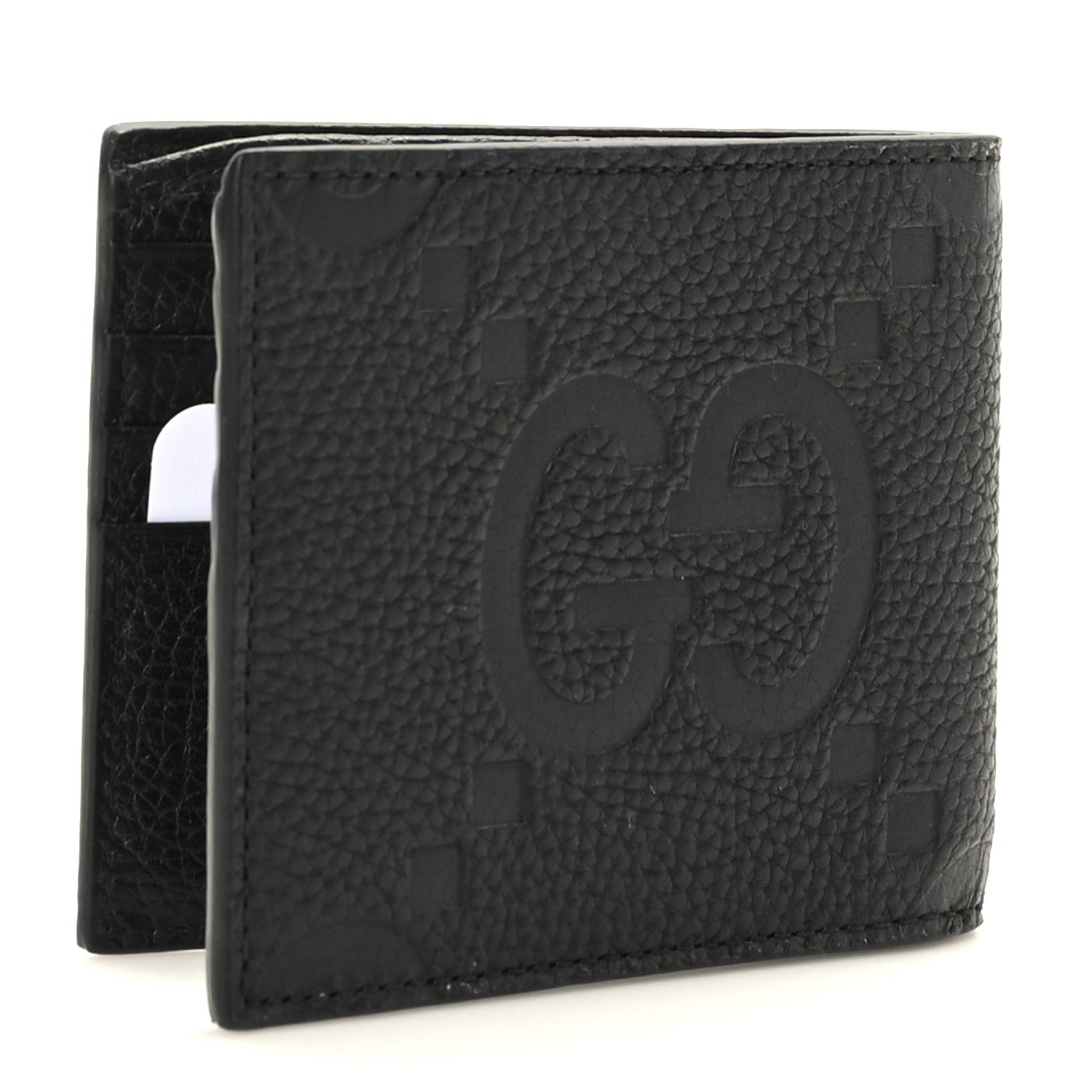 Gucci Piuma Calfskin Jumbo GG Embossed Wallet Black 3 of 6