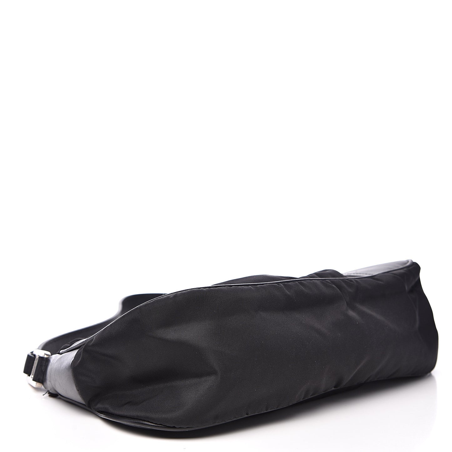 Tessuto Nylon Soft Calfskin Shoulder Bag Black