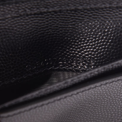Saint Laurent Grain De Poudre Matelasse Chevron Monogram Compact Zip Around Wallet Black 7 of 8