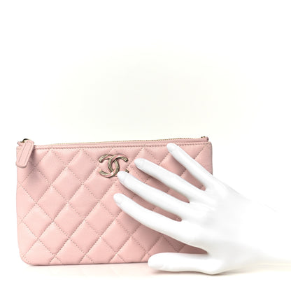 Chanel Caviar Quilted Crystal Enamel Cosmetic Case Light Pink 2 of 8