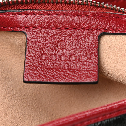 Gucci Vintage Effect Calfskin Matelasse Diagonal Small Torchon GG Marmont Top Handle Shoulder Bag Black Romantic Cherry 5 of 8
