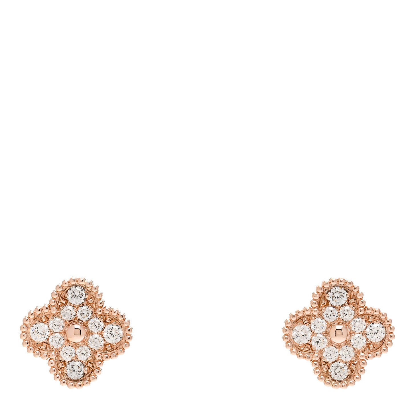 18K Rose Gold Diamond Vintage Alhambra Earrings
