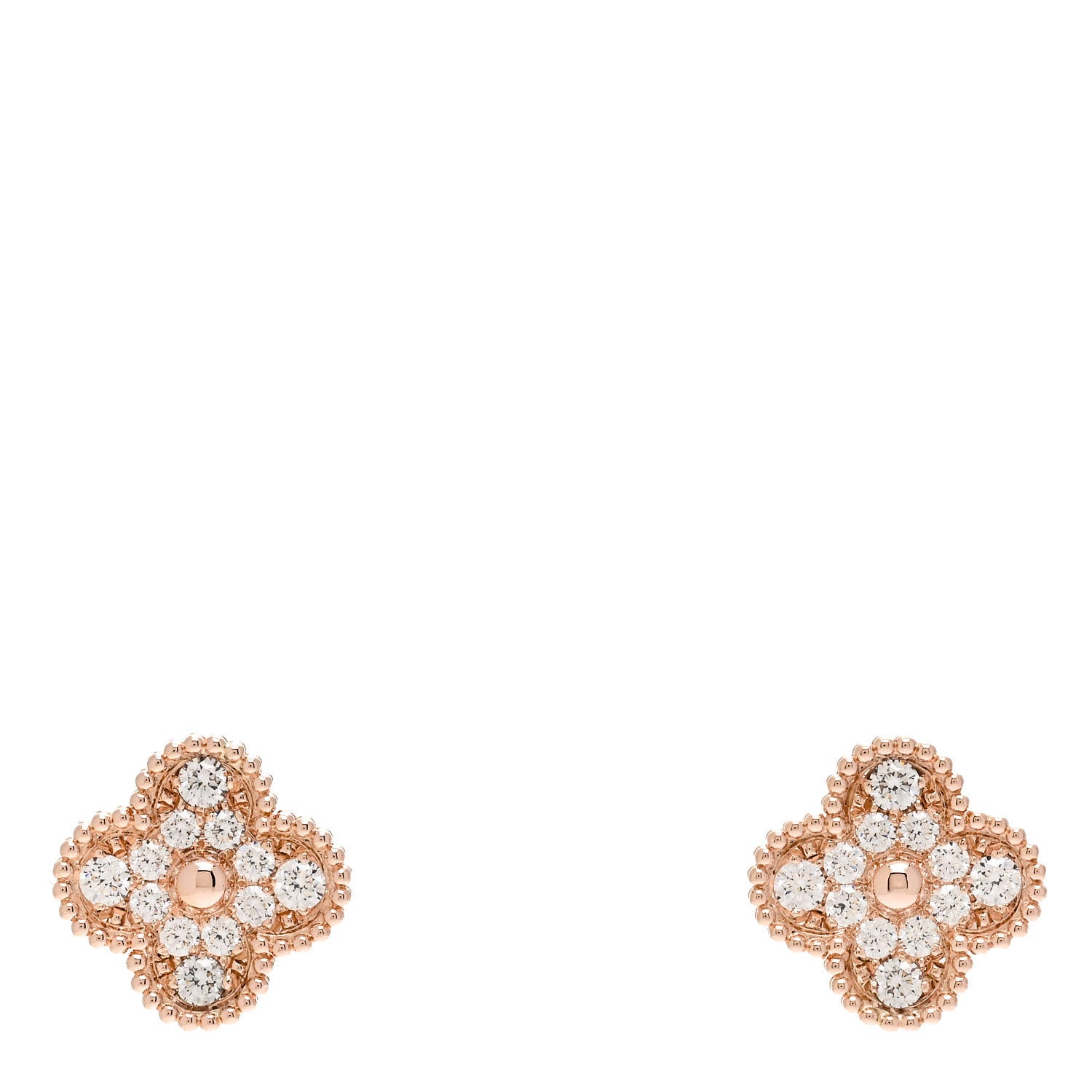 Van Cleef & Arpels 18K Rose Gold Diamond Vintage Alhambra Earrings 1 of 5