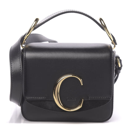 Chloe Shiny Calfskin Suede Mini C Double Carry Black 1 of 9