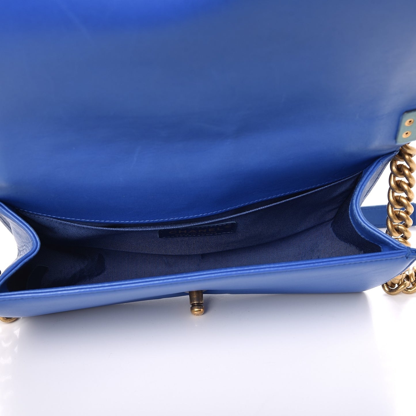 Lambskin Quilted Medium Boy Flap Blue