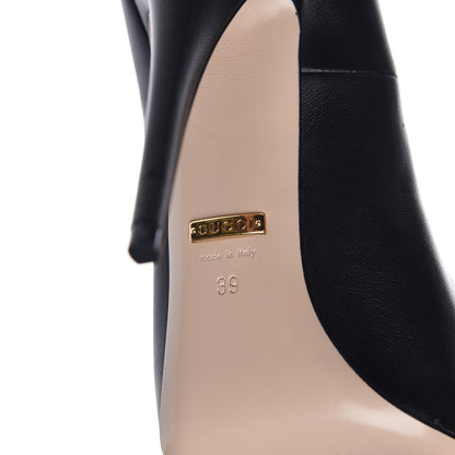 Gucci Nappa Removable Bow Elaisa Platform High Heel Pumps 39 Black 7 of 9