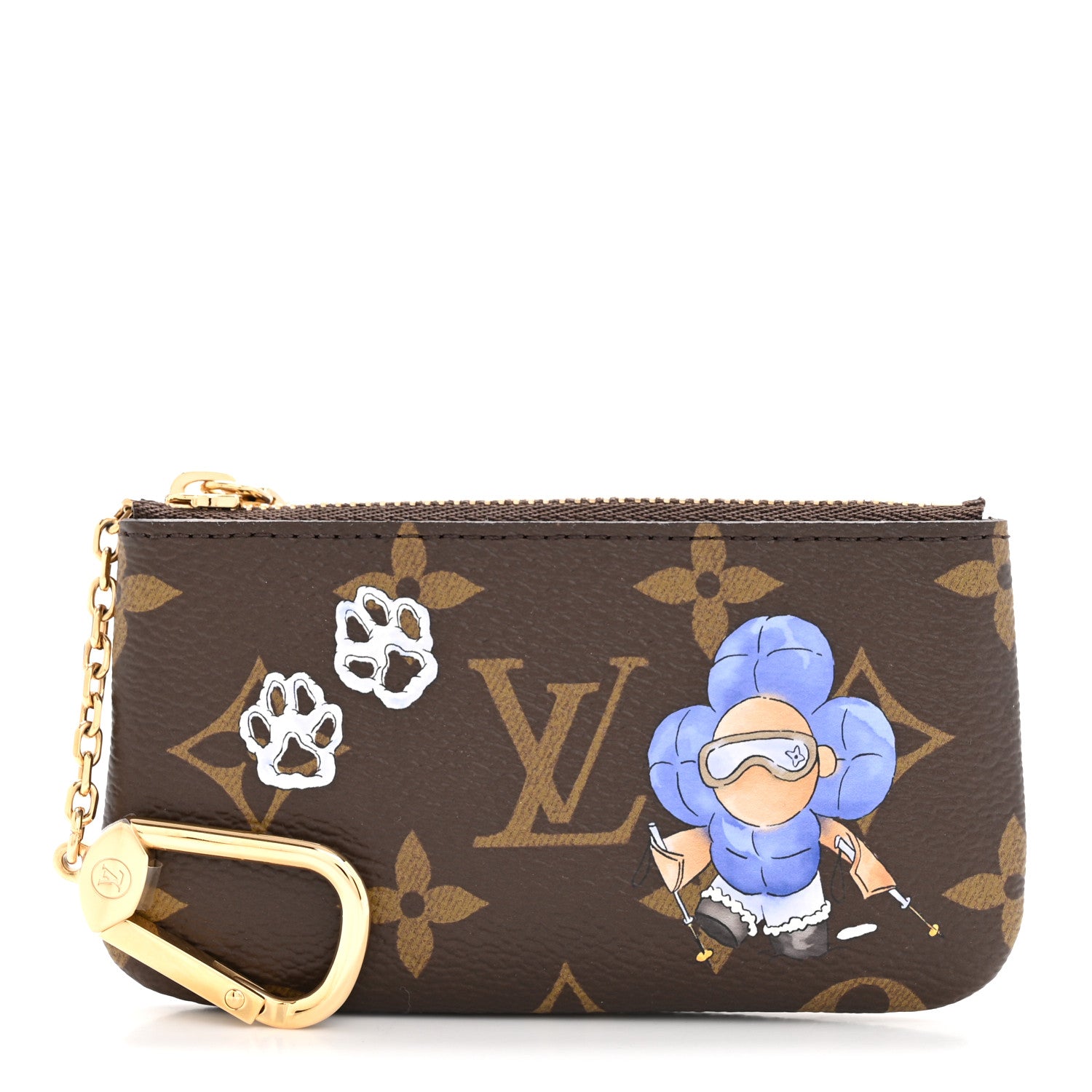 Louis Vuitton Monogram 2025 Christmas Animation Vivienne Paw Print Key Pouch Blue Frost 2 of 18