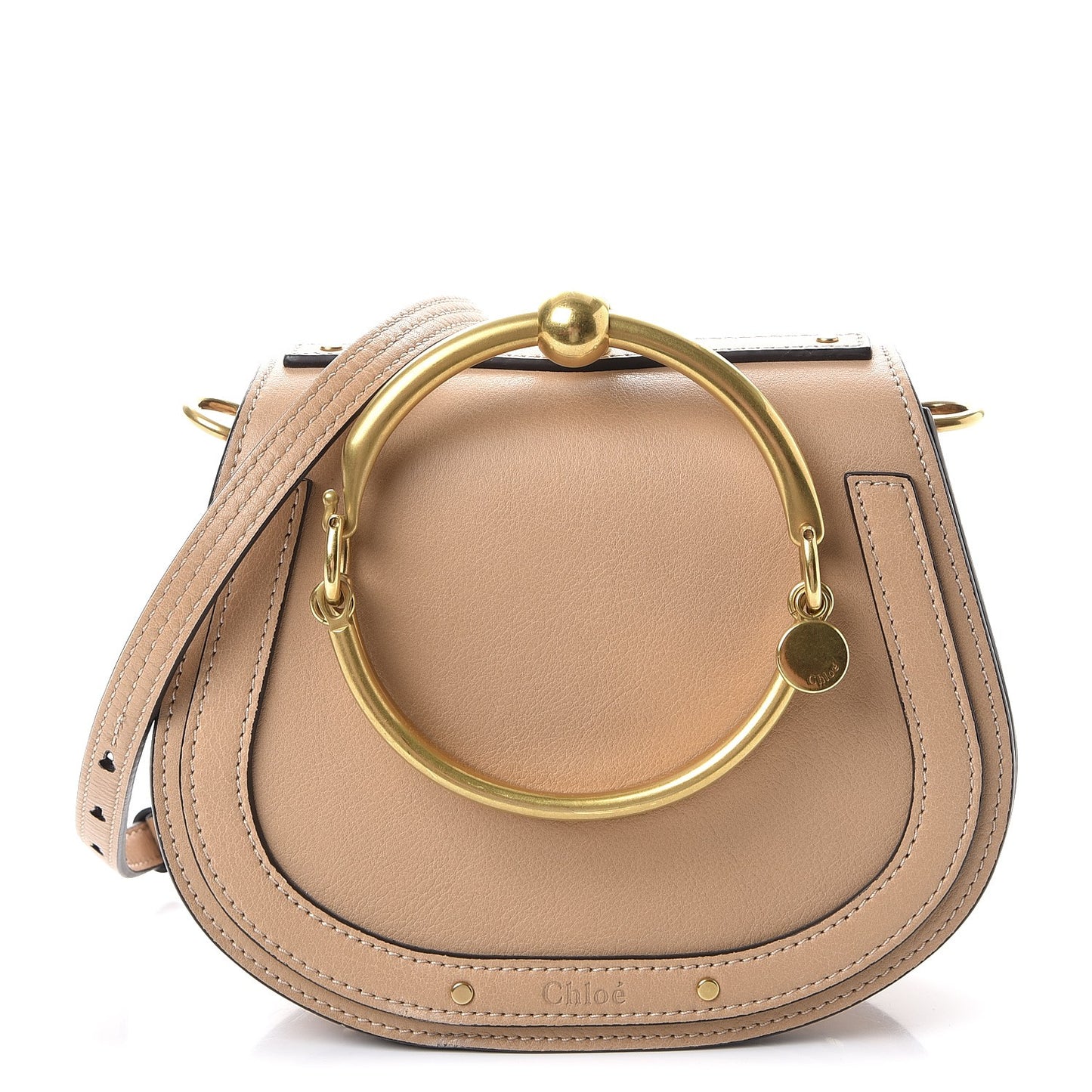 Calfskin Suede Small Nile Bracelet Bag Biscotti Beige