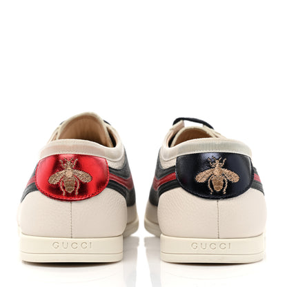 Gucci Calfskin Mens Web Falacer Sneakers 8 White Blue 5 of 10