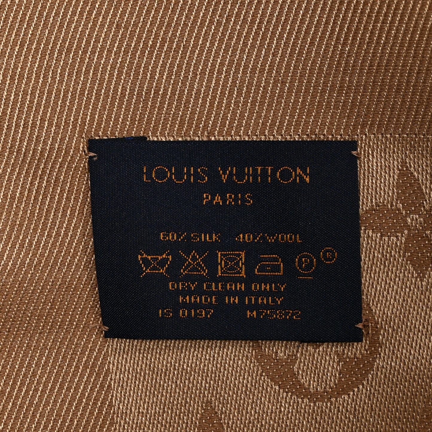 Silk Wool Monogram Shawl Cappuccino