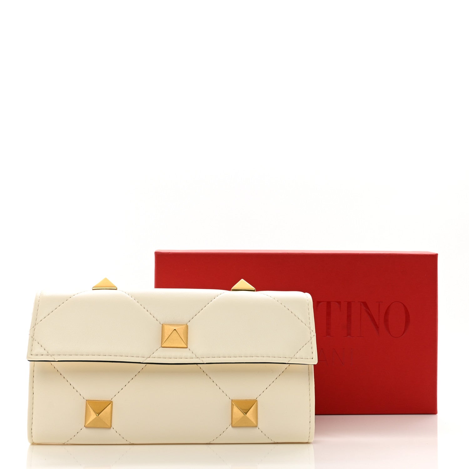 Valentino Garavani Nappa Roman Stud Wallet on Chain Ivory 9 of 9