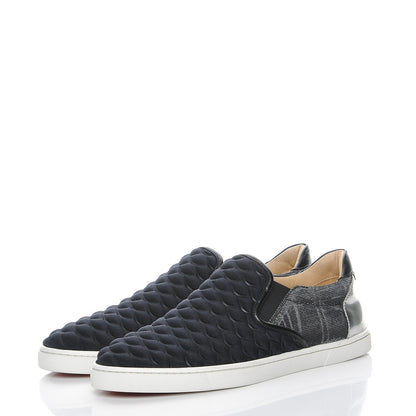 Christian Louboutin Quilted Master Key Flat Skate Sneaker 37.5 Black Silver 3 of 9