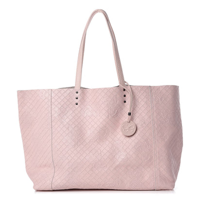 Bottega Veneta Calfskin Intrecciomirage Medium Intarsio Tote Petale 1 of 9