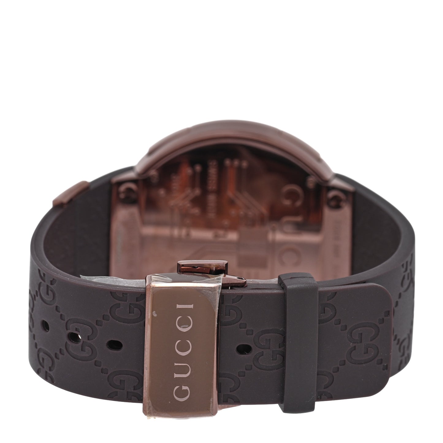 Stainless Steel Rubber 45mm Digital I-Gucci Watch Brown