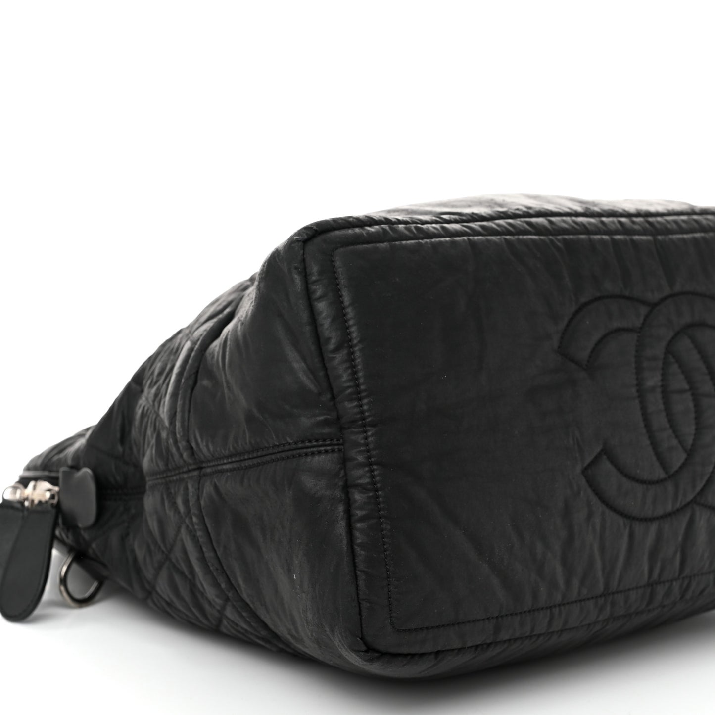 Coated Canvas Quilted Medium Garment Travel Bag Black