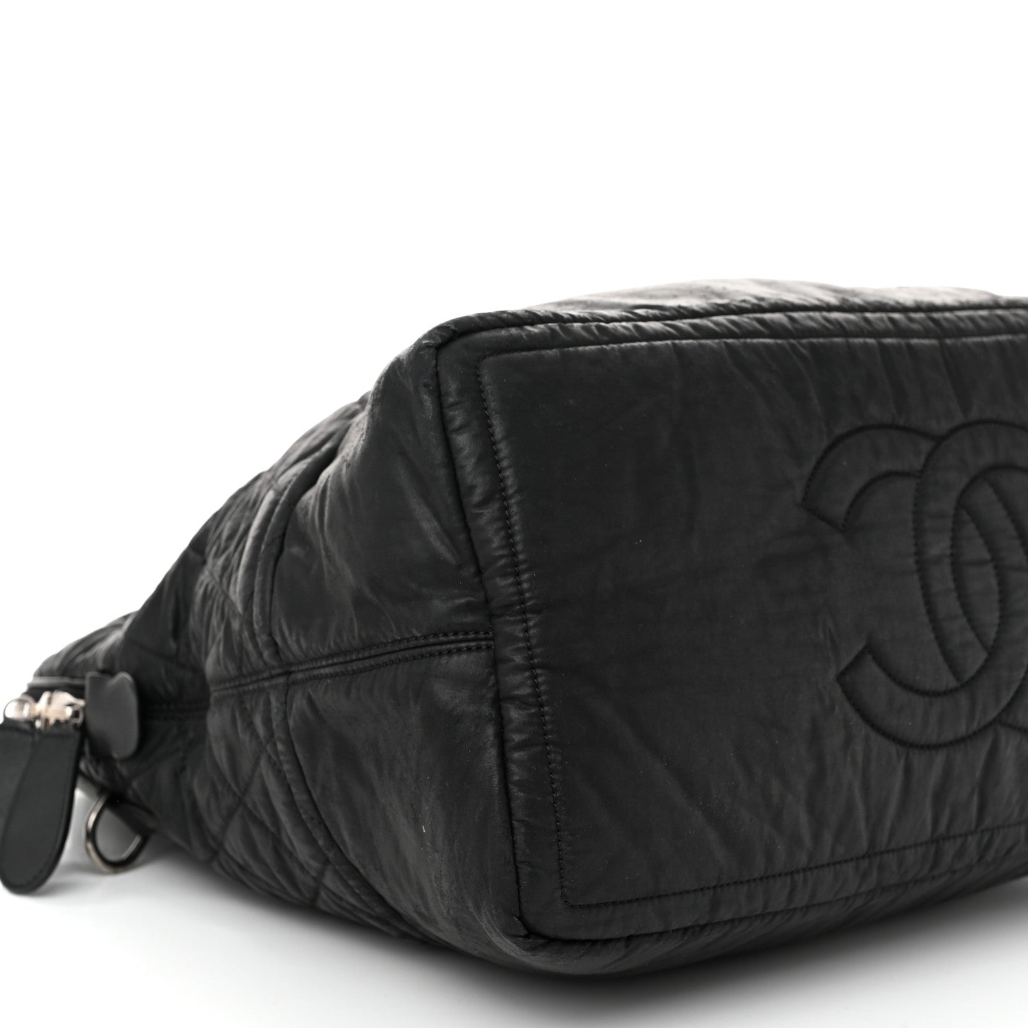 Chanel Coated Canvas Quilted Medium Garment Travel Bag Black 9 of 11