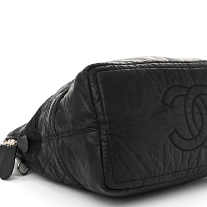 Chanel Coated Canvas Quilted Medium Garment Travel Bag Black 9 of 11