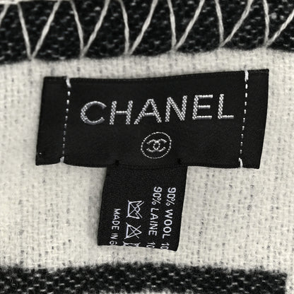 Chanel Merino Wool Cashmere CC Throw Blanket Black White 4 of 4