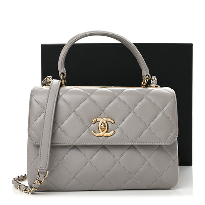 Chanel Lambskin Quilted Small Trendy CC Flap Dual Handle Bag Light Grey 14 of 14