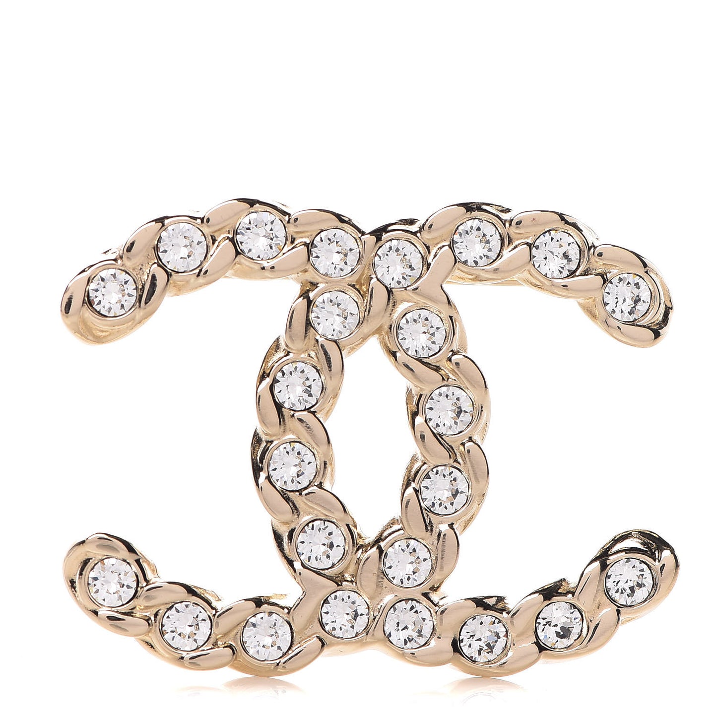 Crystal Pearls Coronation CC Brooch Gold