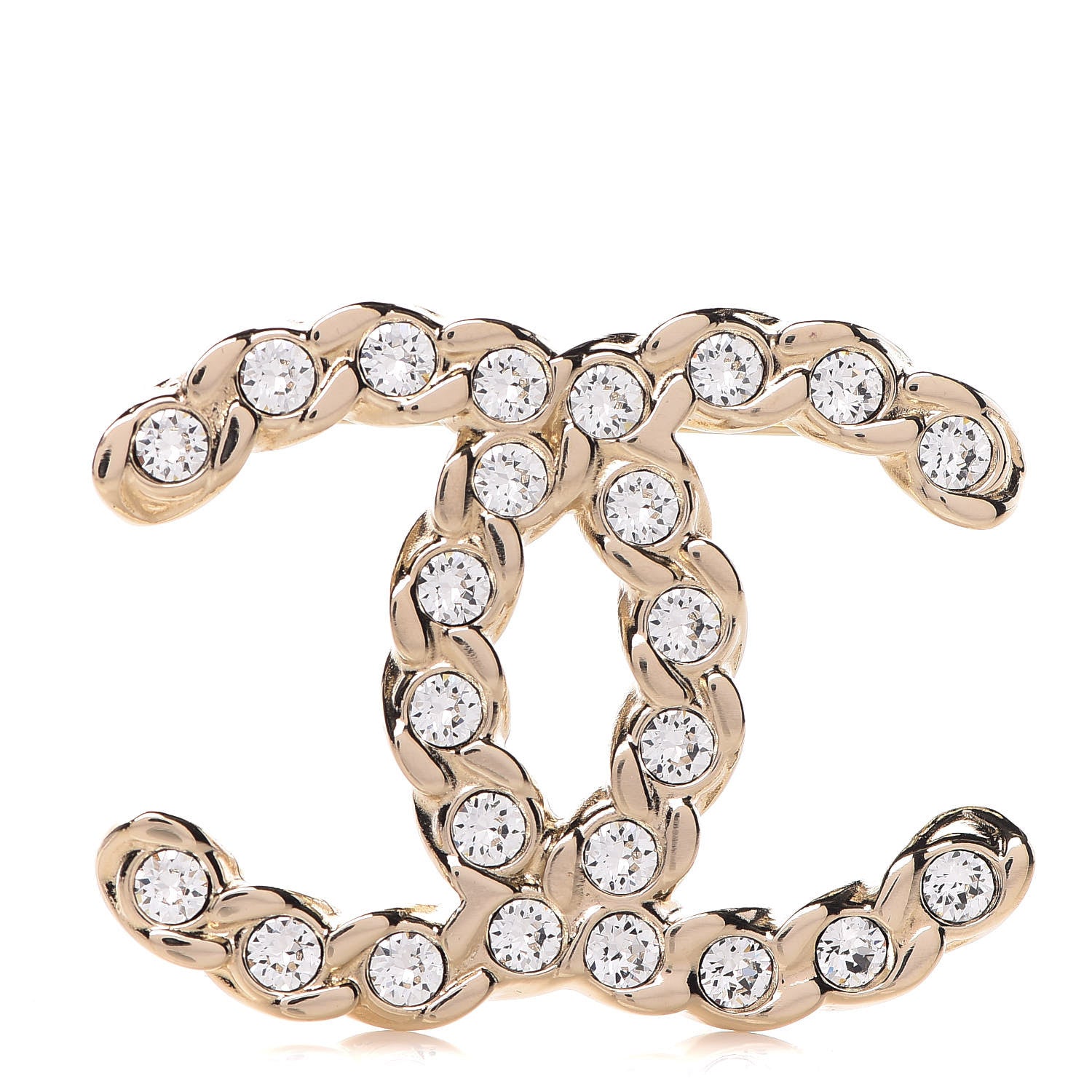 Chanel Crystal Pearls Coronation CC Brooch Gold 1 of 5