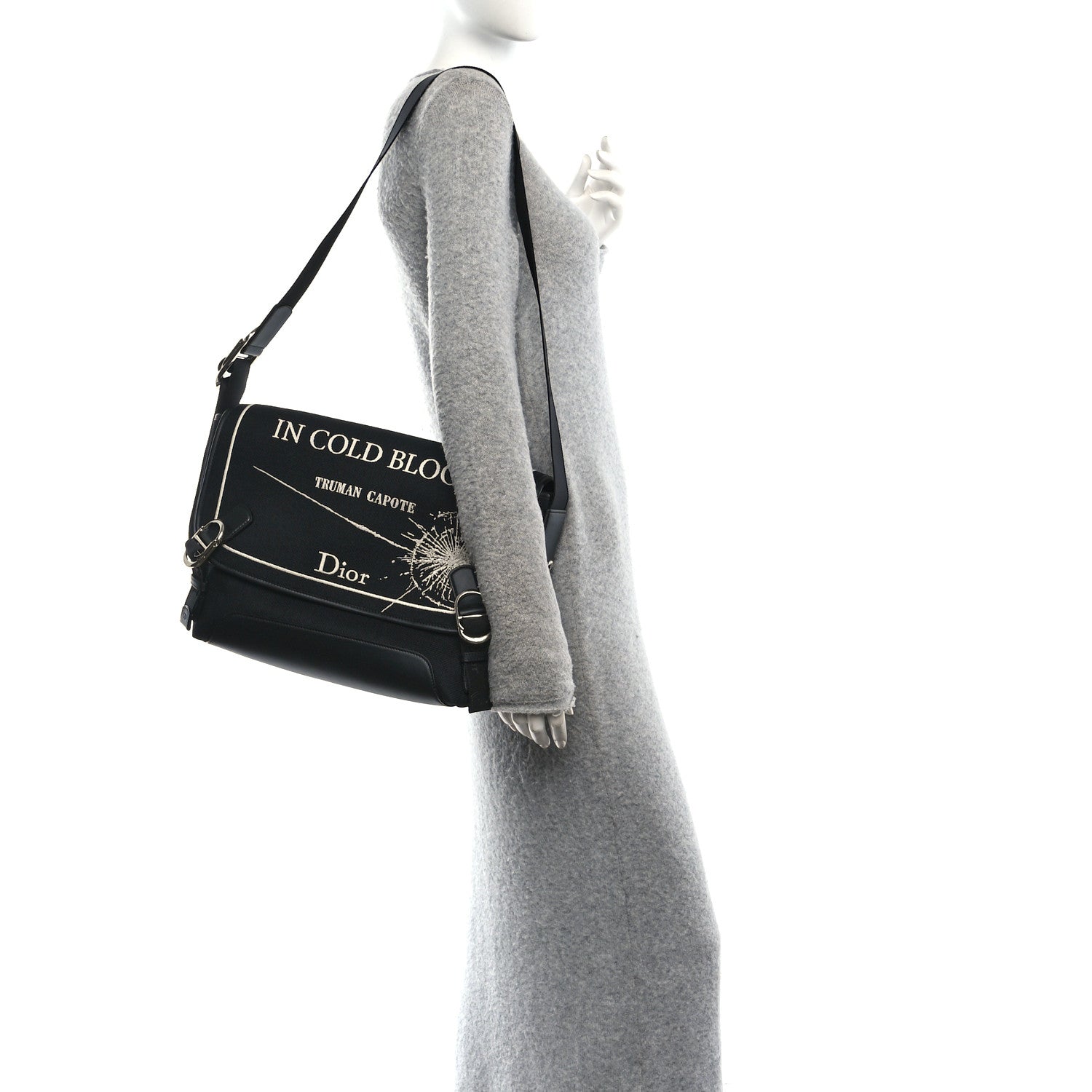 Christian Dior Canvas Embroidered Medium Jett Messenger Black White 2 of 11
