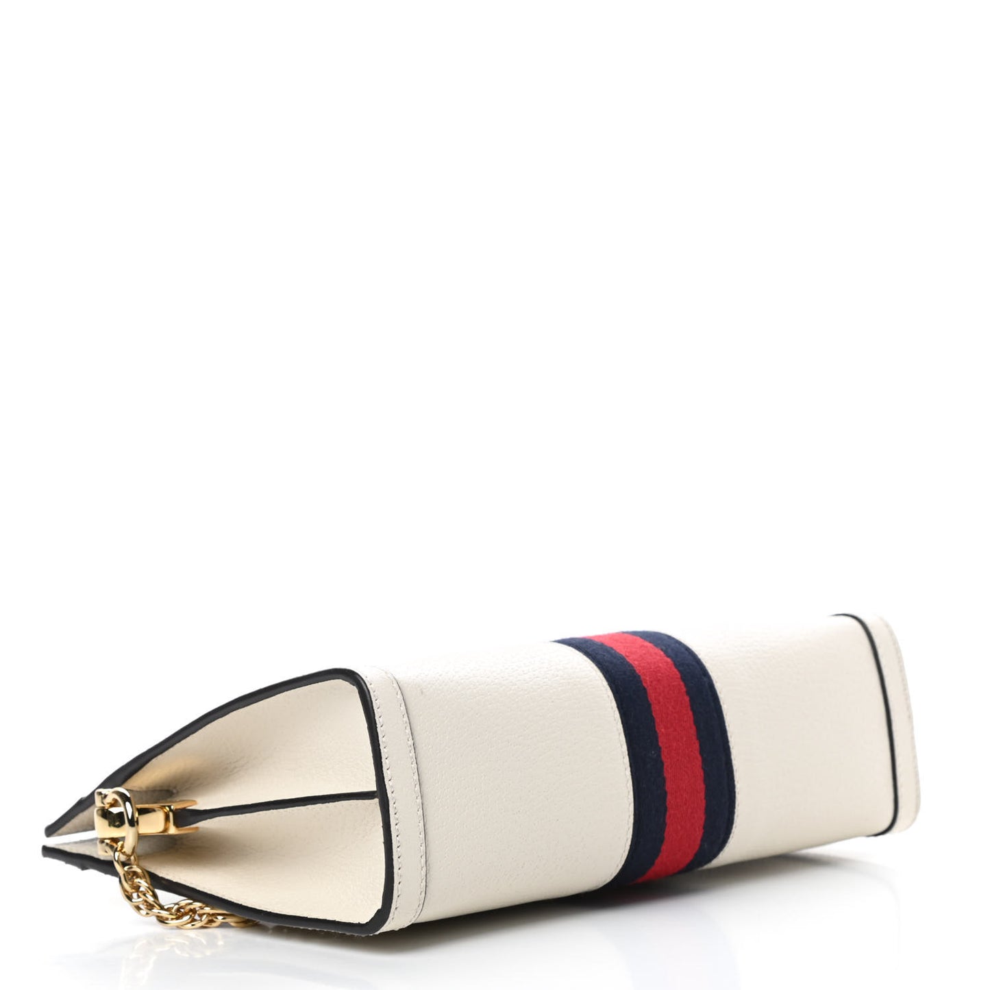 Textured Calfskin Web Small Ophidia Chain Shoulder Bag Mystic White