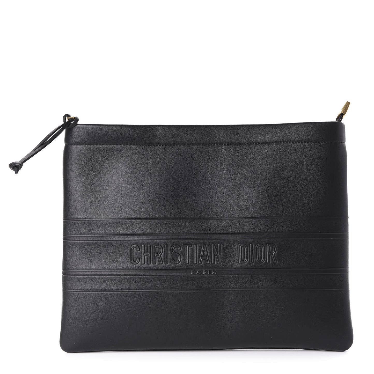 Calfskin Embossed Medium Clutch Black