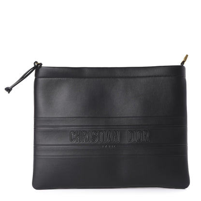 Christian Dior Calfskin Embossed Medium Clutch Black 1 of 9