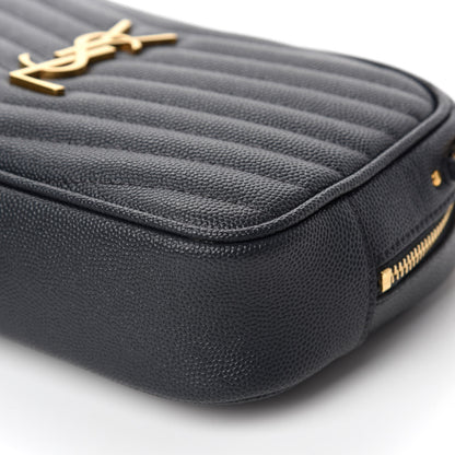 Saint Laurent Grain De Poudre Matelasse Monogram Mini Lou Camera Bag Dark Smog 7 of 10