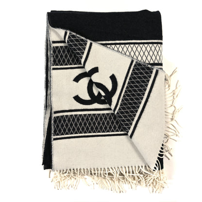 Chanel Wool Cashmere CC Throw Blanket Blanket White 2 of 3
