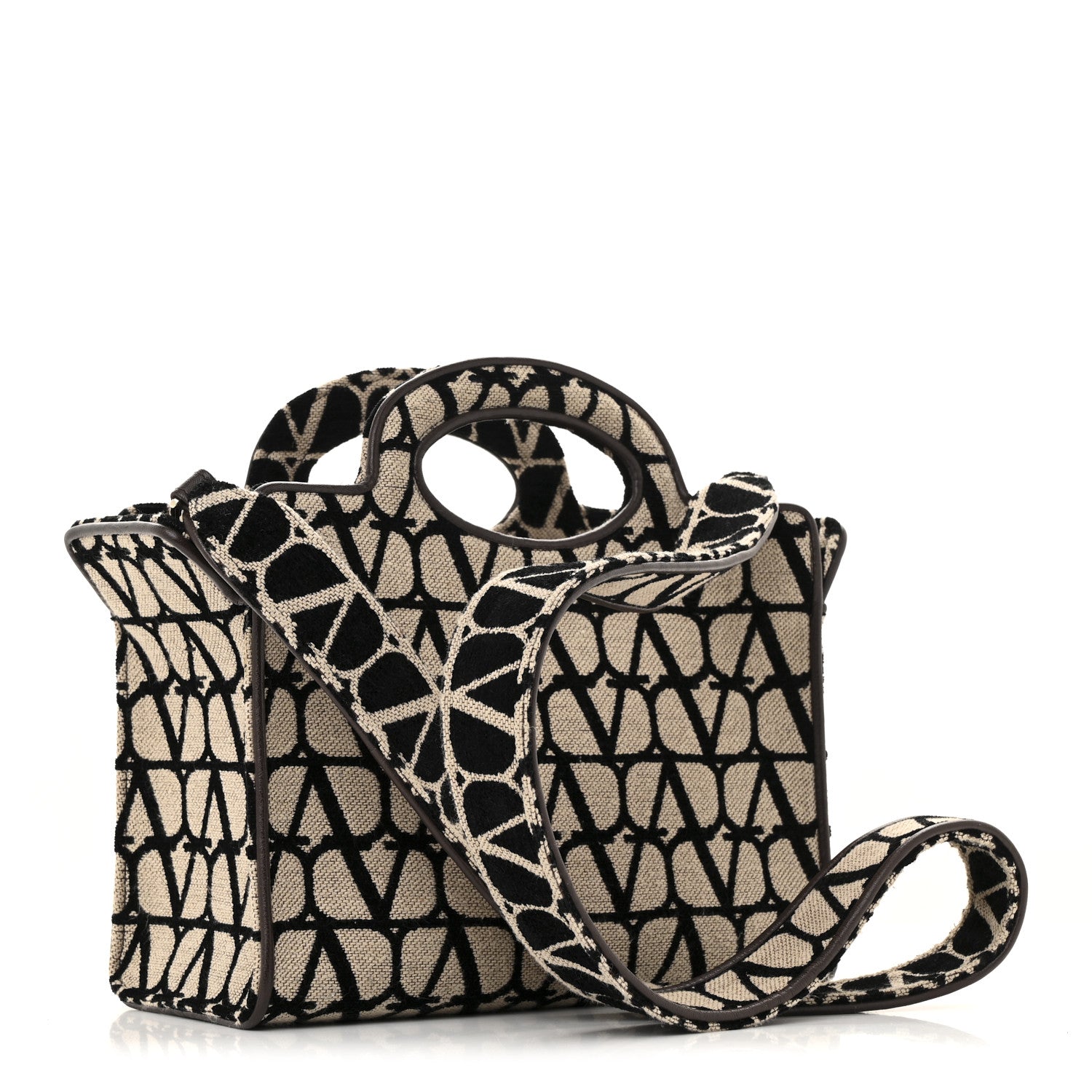 Valentino Garavani Toile Iconographe Small Le Troisieme Shopping Bag Naturale Black Fondant 4 of 13