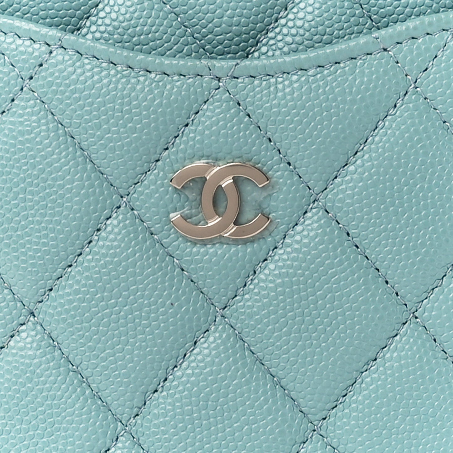 Caviar Quilted Classic Flat Wallet Pouch Light Blue