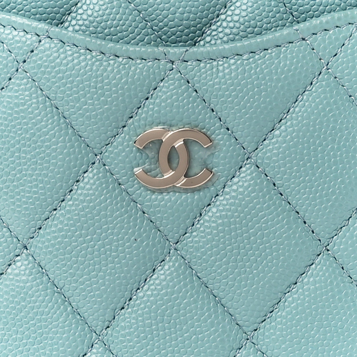 Chanel Caviar Quilted Classic Flat Wallet Pouch Light Blue 8 of 11