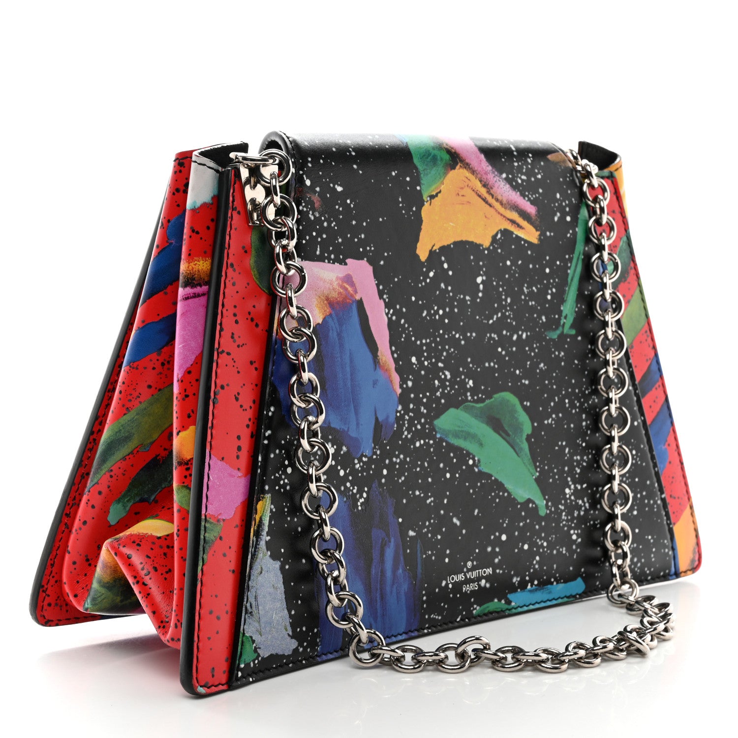 Louis Vuitton Calfskin Splash Print Trapeze Black White Red 3 of 10